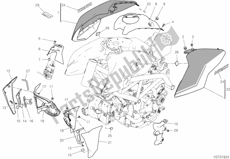 Alle onderdelen voor de 36b - Kuip van de Ducati Hypermotard 950 SP 2020